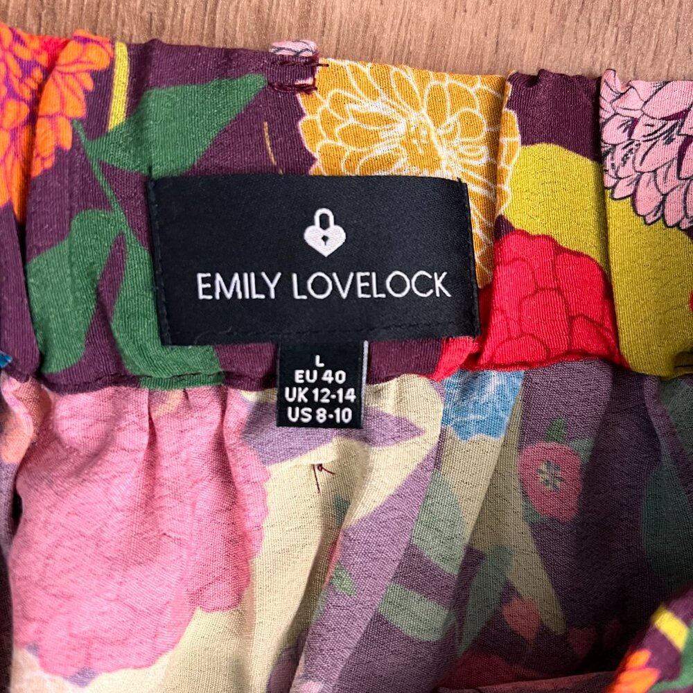 Emily Lovelock Bella Bouquet Print Floral Skirt Sz L - Picture 5 of 12